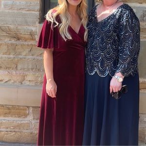 Velvet Burgundy flutter sleeve dress